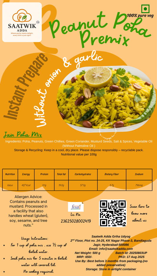 Buy Instant Peanut Poha Premix Online – Ready in 5 Min, Healthy Breakfast – Saatwik Adda