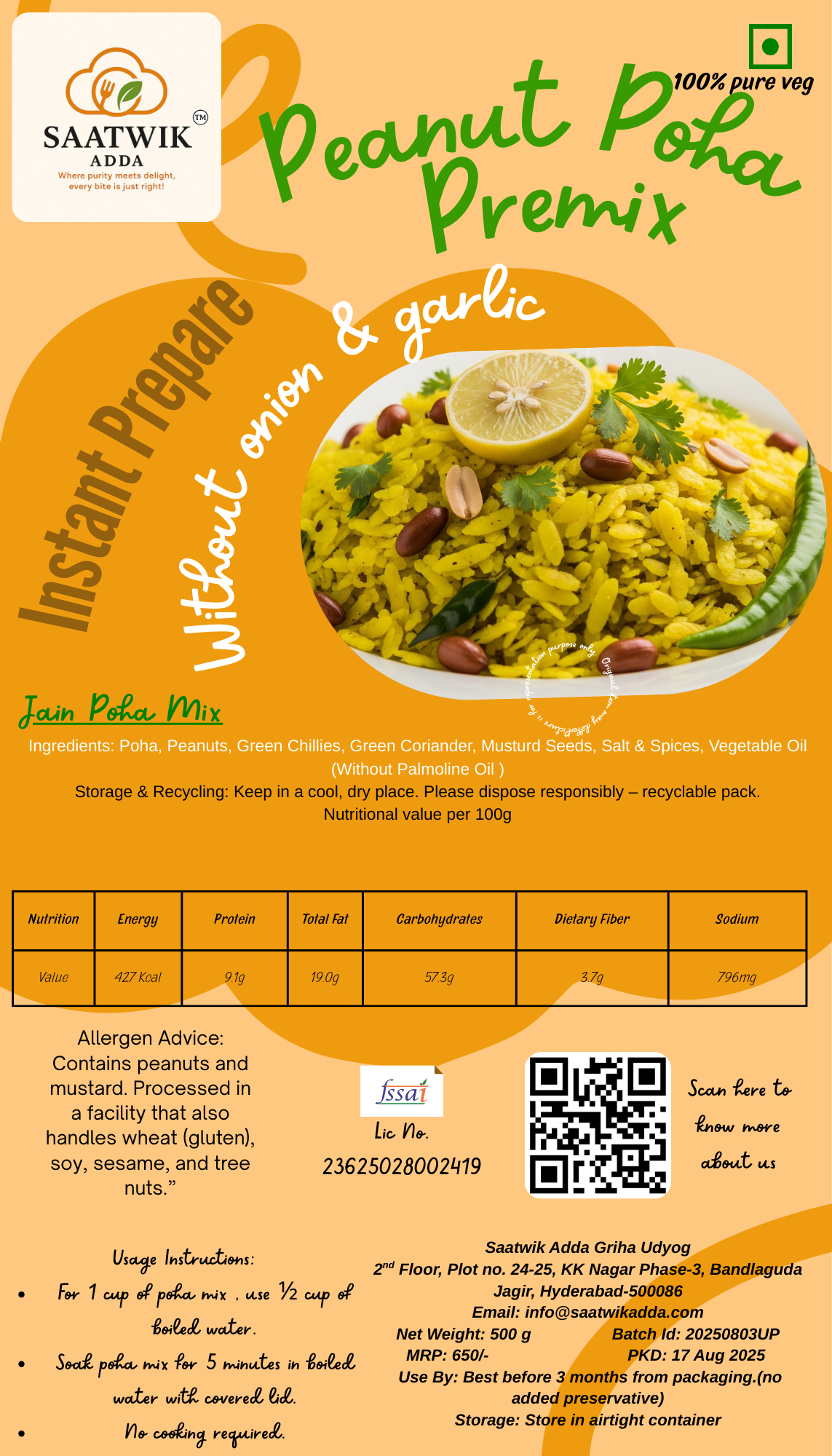 Buy Instant Peanut Poha Premix Online β Ready in 5 Min, Healthy Breakfast β Saatwik Adda