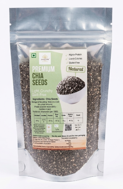 Saatwik Adda Pure Chia Seeds | Natural Superfood | Rich in Omega-3 & Fibre | No Preservatives
