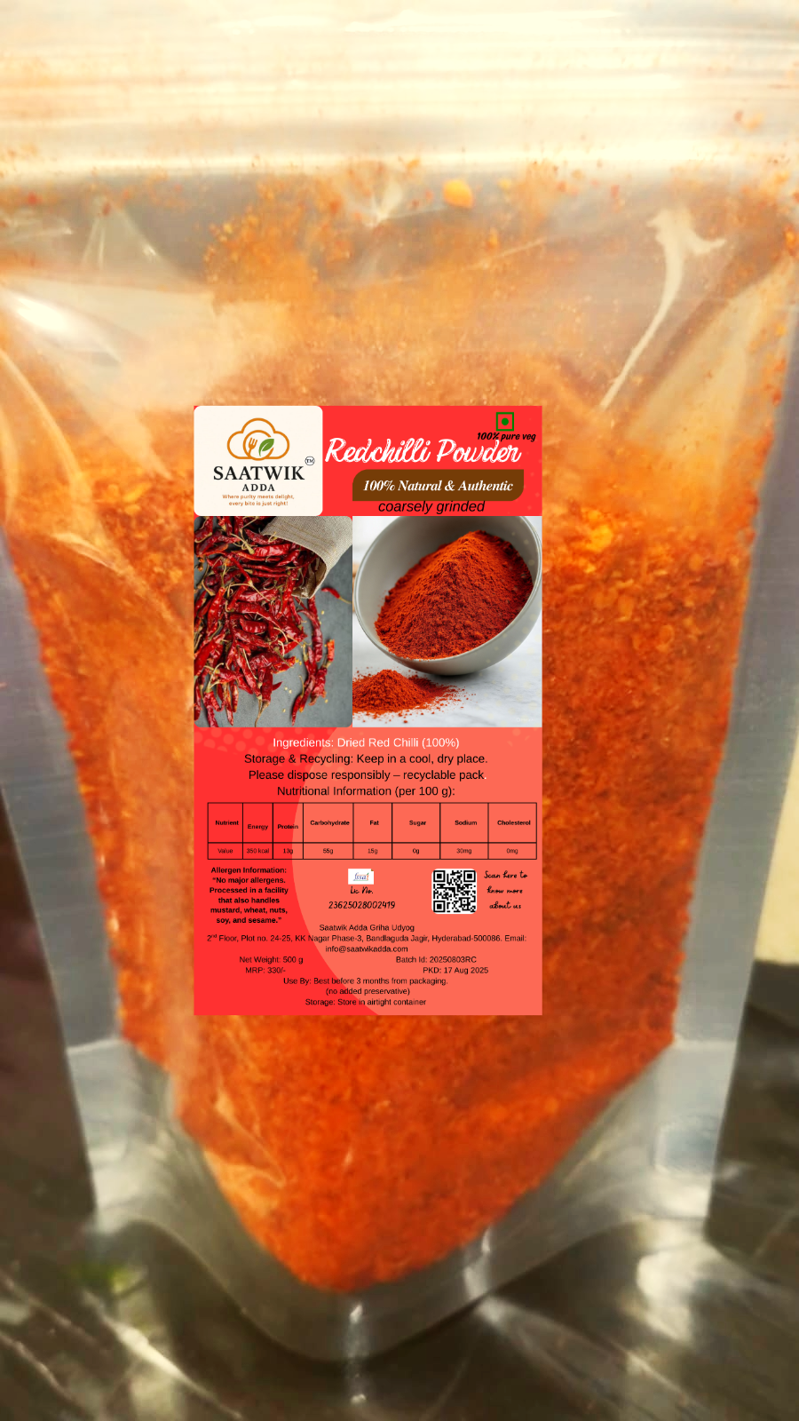 Pure Red Chilli Powder - Fresh Ground Lal Mirch (No Fillers)