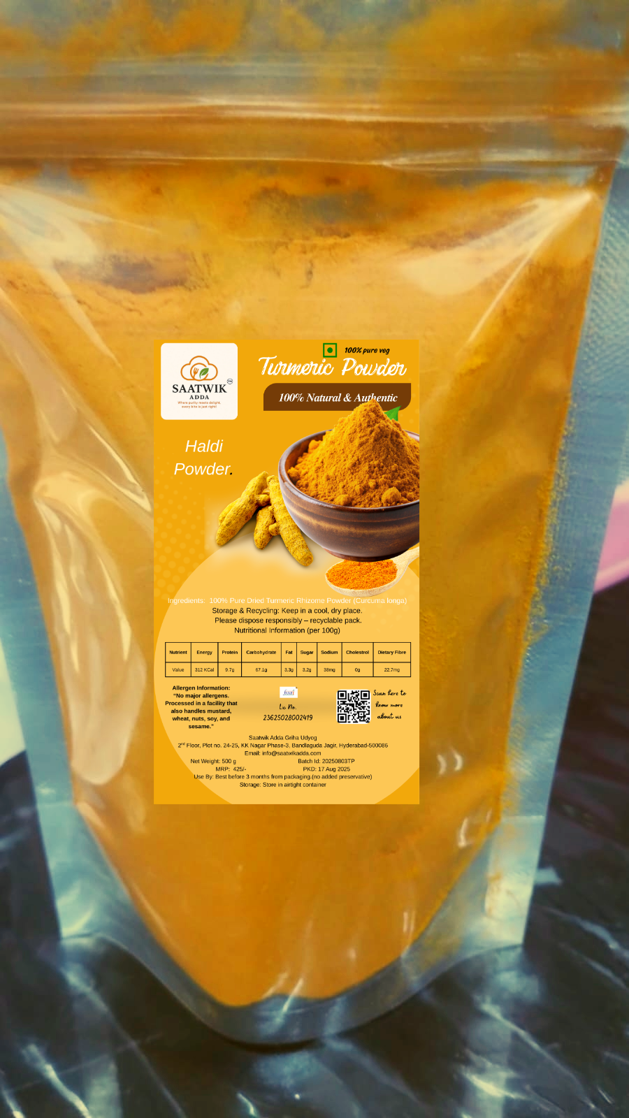 Pure Turmeric Powder - Fresh Ground Haldi (No Fillers)