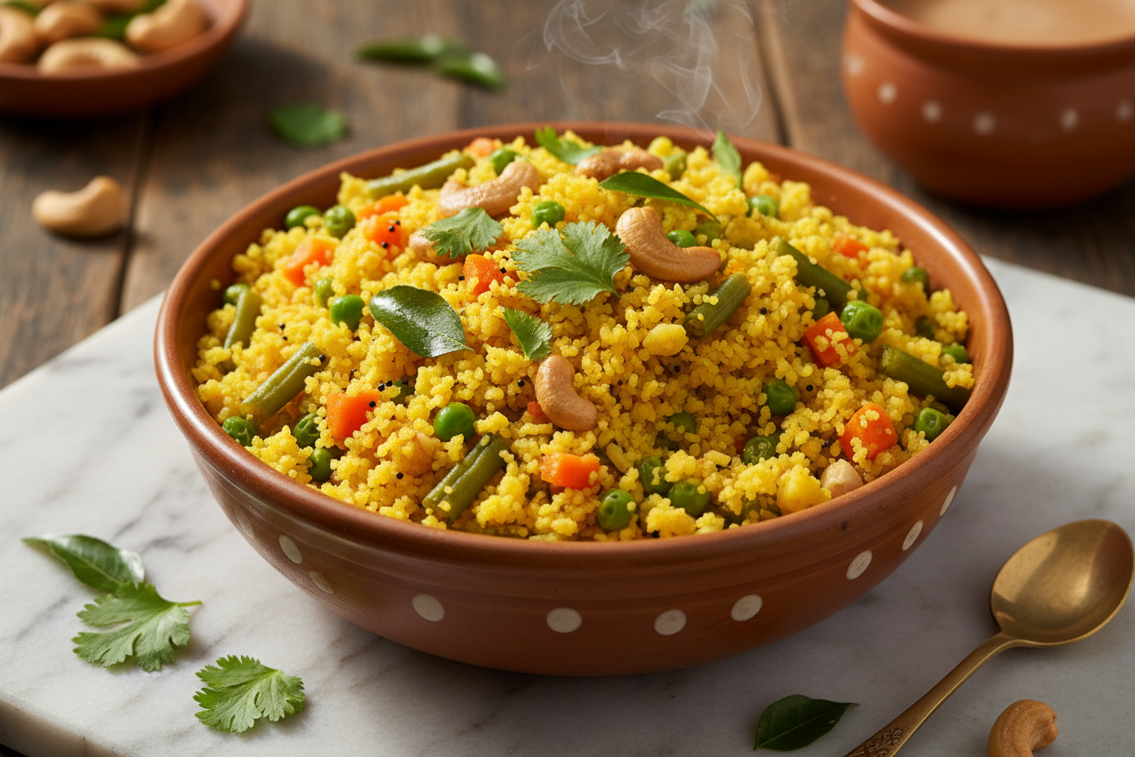 Prepared Rava Upma in Bowl
