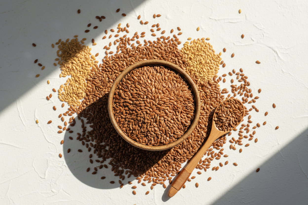 Roasted Flax Seeds Flat Lay