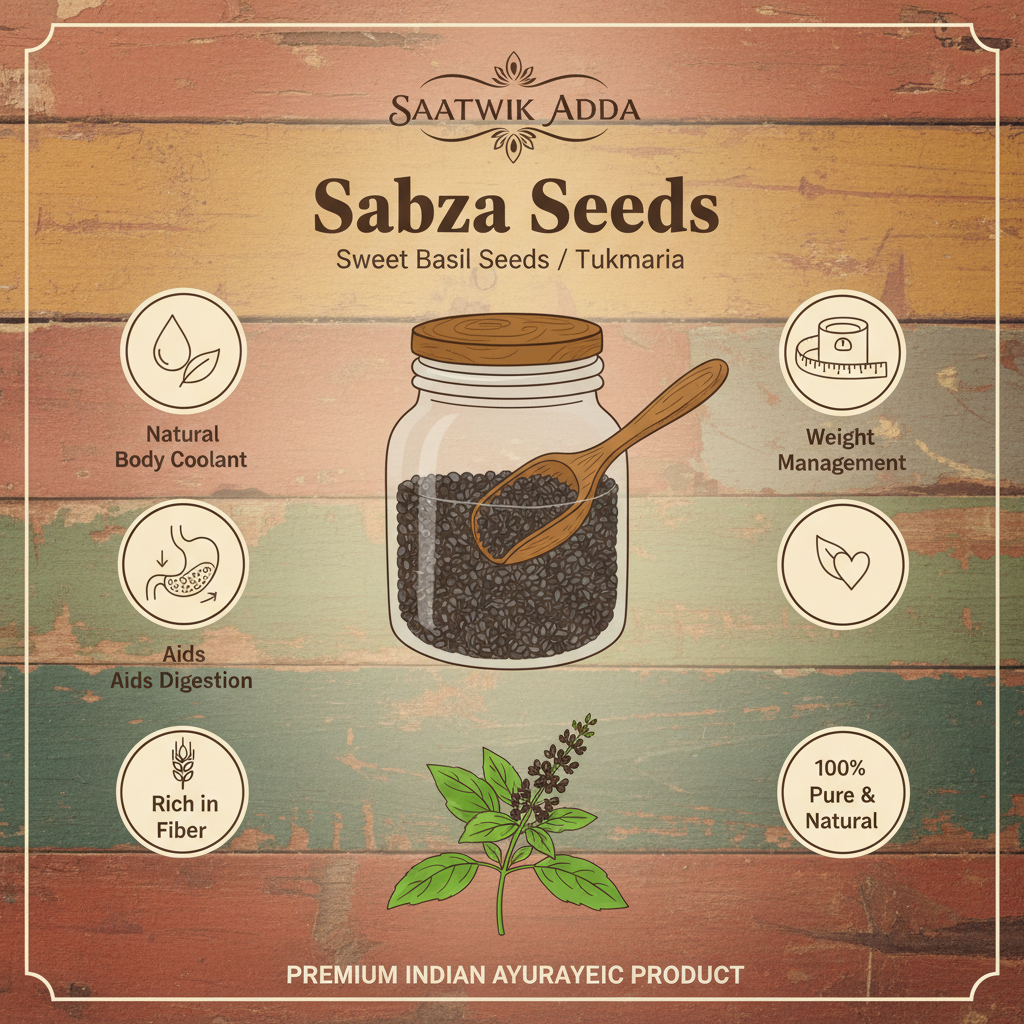 Buy Pure Sabza Seeds Online – Sweet Basil Seeds, Natural & Refreshing – Saatwik Adda