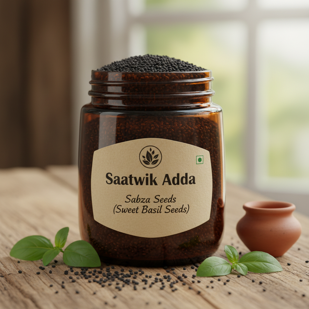 Buy Pure Sabza Seeds Online – Sweet Basil Seeds, Natural & Refreshing – Saatwik Adda