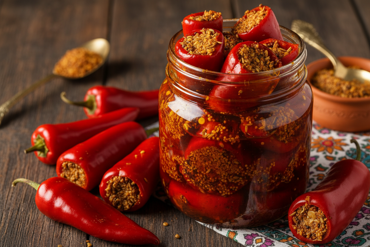 Traditional Stuffed Red Chilli Pickle